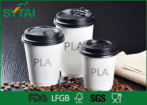 Κίνα Υγιή καυτά φλυτζάνια εγγράφου ποτών PLA, φλυτζάνια καφέ για να πάει με το απλό σχέδιο καπακιών προμηθευτής